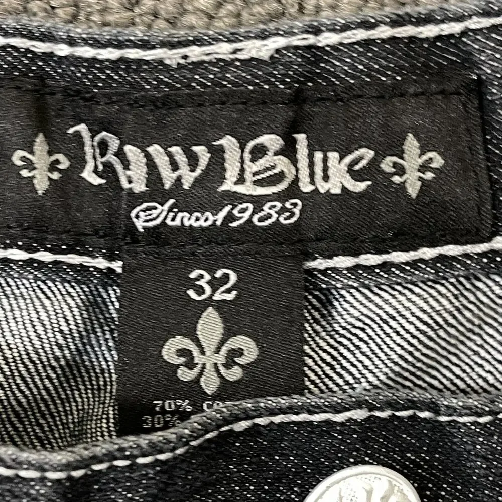 Raw Blue Shorts Mens Size 32 Denim Y2K Hiphop Baggy - Picture 5 of 13